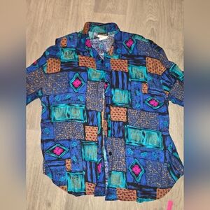 Vintage Style Blue Patterned Men’s Shirt - Unbranded